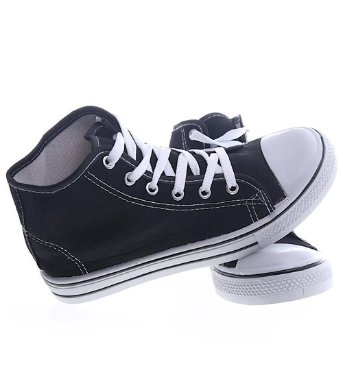 Klasyczne czarne trampki z wysoką cholewką /D7-1 13272 S172 +h2/