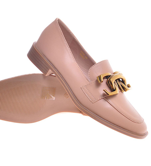 Półbuty oxfordy z ozdobą Khaki /A6-2 11601 T581/