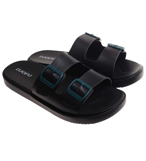 Klapki męskie czarno zielone wodoodporne na plażę /C2-1 17856  T008/