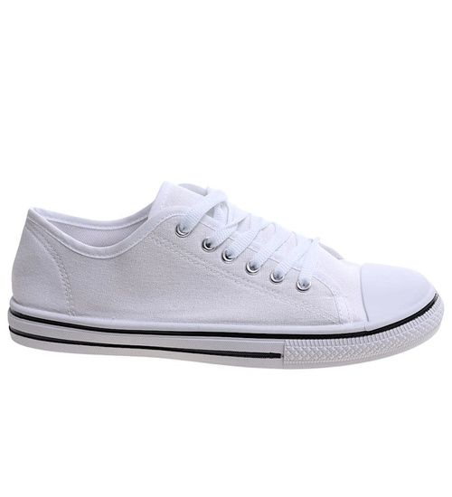 Trampki męskie z tkaniny klasyczne białe /e2-1 13758 T291/