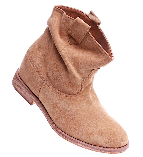 Botki damskie Lekko ocieplone Karmelowe /F5-2+h2 14738 T290/ 