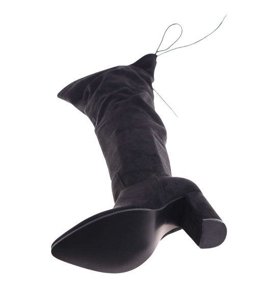 Czarne wysokie kozaki muszkieterki na obcasie /B6-2 18384 W582/