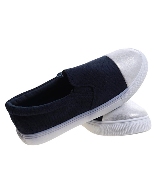 Wsuwane granatowe trampki dziewczęce slip on /D5-2 13683 T004/