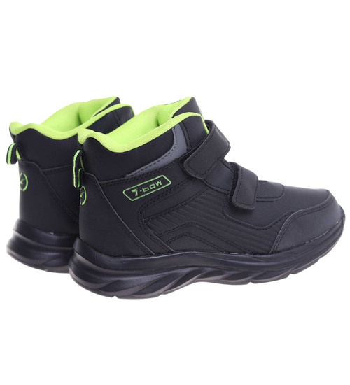 Ocieplane półbuty na rzepy Czarno zielone /E5-2 18363 T285/