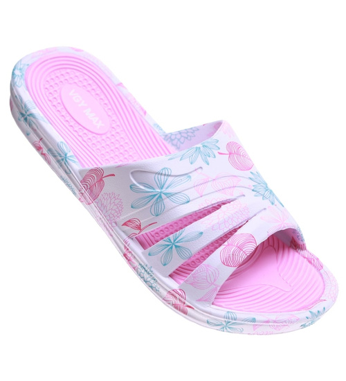 Biało różowe basenowe piankowe klapki damskie /E3-1 16570 T126/