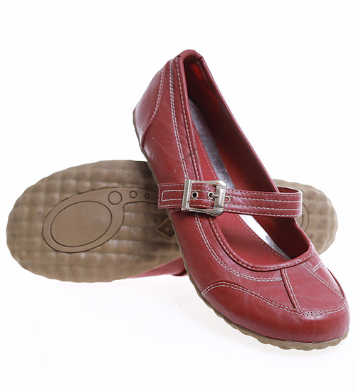 Bordowe damskie półbuty z paseczkiem OST408