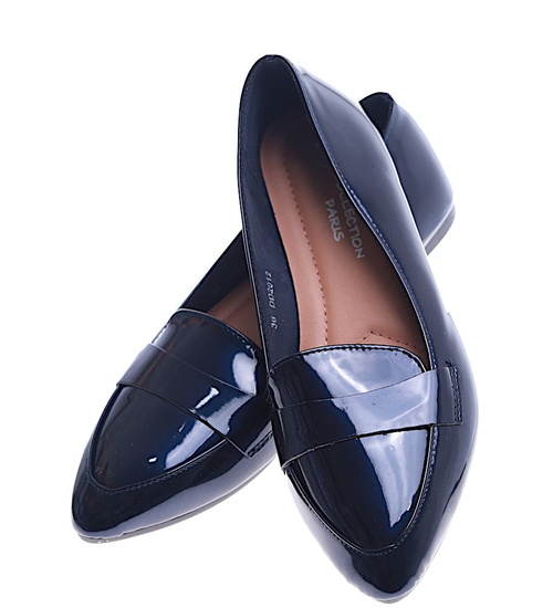 Granatowe baleriny damskie lakierowane /G4-2 13419 T191/