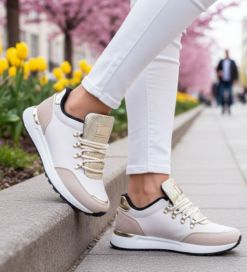 Sznurowane damskie obuwie sportowe /C3-3 12347 T697/