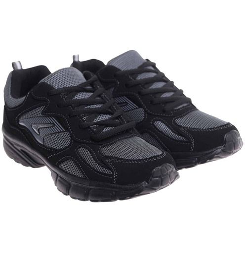 Sznurowane czarne buty sportowe chłopięce /F2-3 18025 T288/