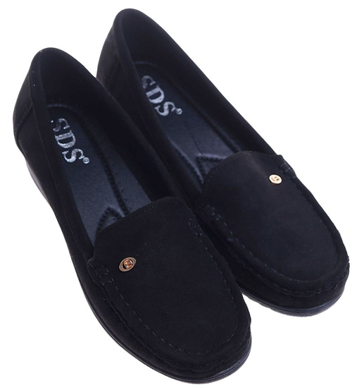 Czarne czółenka na niskim koturnie /F6-3 17666 W333/