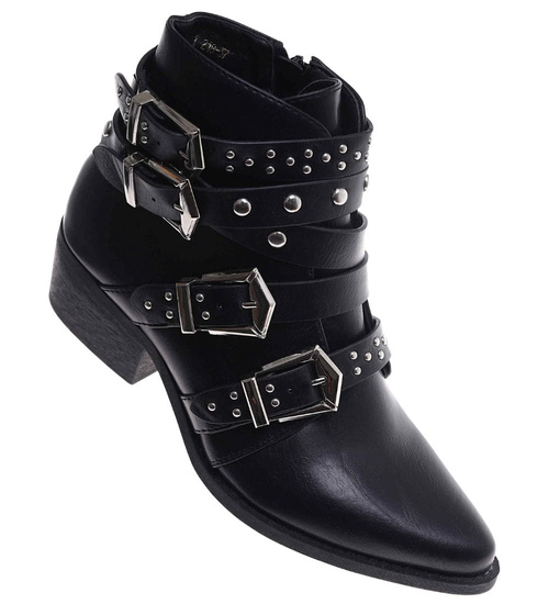 Czarne botki kowbojki z ćwiekami /D3-3 9348 S290/
