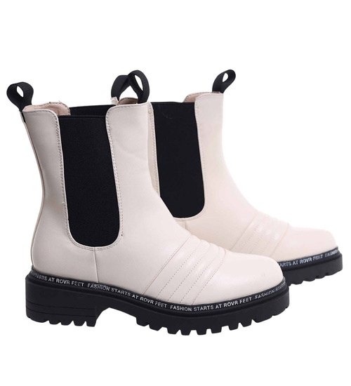 Białe wysokie botki sztyblety na platformie /A4-1 18302 T3/