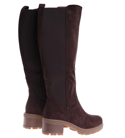 Czekoladowe ocieplane kozaki oficerki /F10-1 18497 T789/