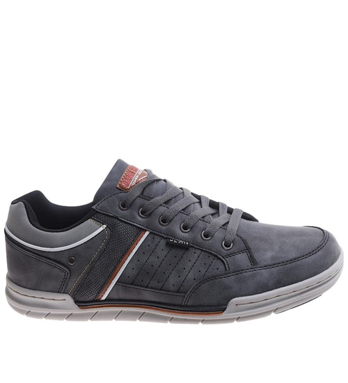 Sznurowane męskie szare trampki nadwymiar /B8-3 17479 T782/