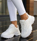 Damskie buty sportowe białe na platformie /G8-2 18658 S242/
