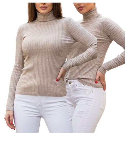 Casualowy beżowy golf damski /B3-1 UB345 T190/