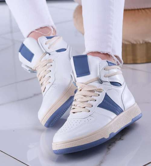 Biało niebieskie trampki z wysoką cholewką /B1-2 13525 T285/