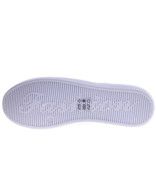 Wsuwane srebrne trampki slip on /G2-3 11195 T108/