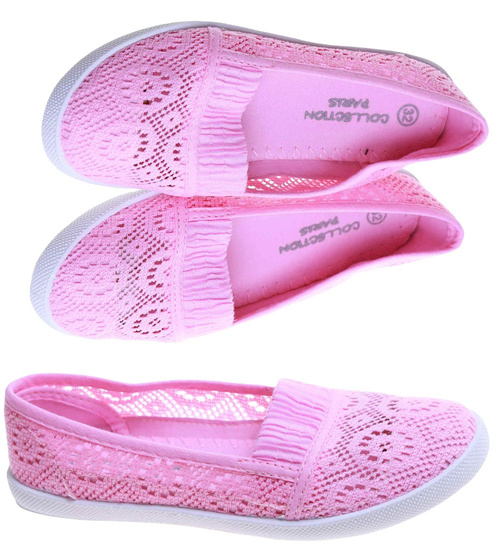 Różowe ażurowe tenisówki dziewczęce /B5-2 15834 T069/