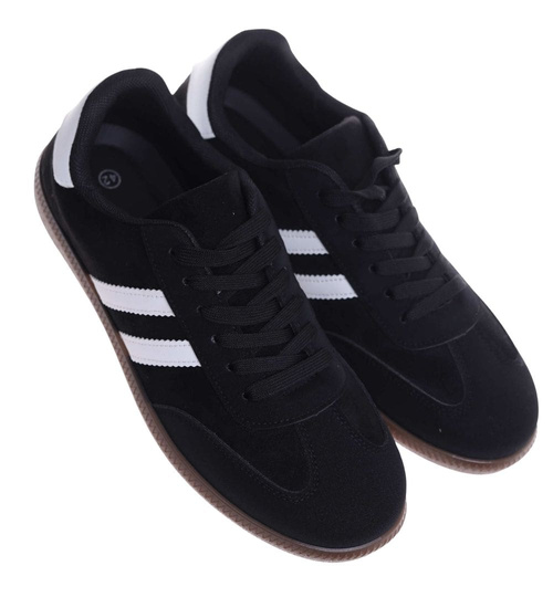 Czarne trampki halówki męskie z zamszu /D8-1 18157 T486/