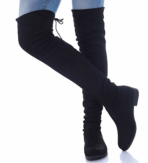 Czarne kozaki muszkieterki damskie /D3-3 17037 G483/