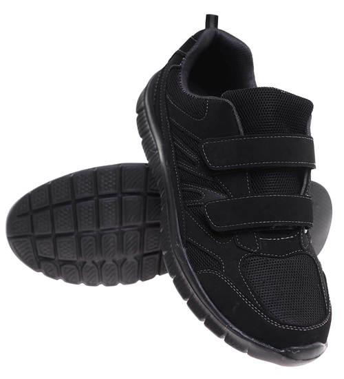 Czarne męskie buty sportowe na rzepy Duże rozmiary /G7-2 18015 T470/