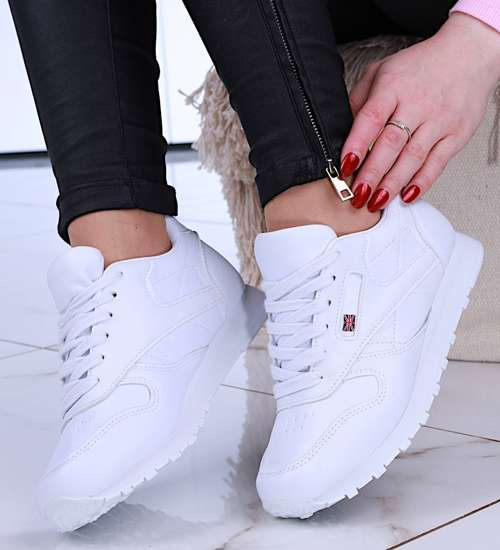 Białe damskie sneakersy trampki sznurowane /C3-1 14775 T472/ Białe damskie sneakersy trampki sznurowane /C3-1 14775 T472/