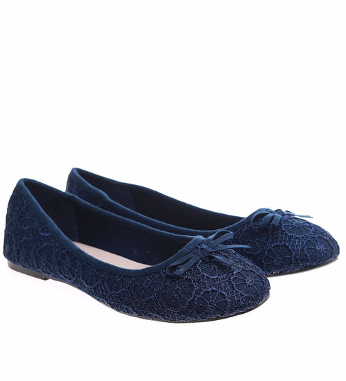 Granatowe koronkowe baleriny /G5-3 16607 T8-61/