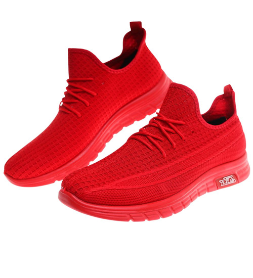 Wsuwane męskie czerwone buty sportowe /A3-1 18001 GF387/