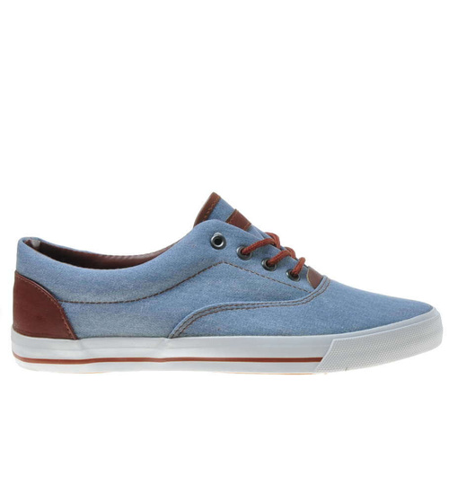 Casualowe męskie trampki z wiązaniami Blue /g2-2 3740 A T197/