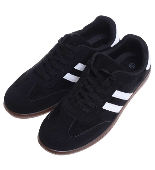 Czarne trampki halówki męskie z zamszu /D8-1 18157 T486/