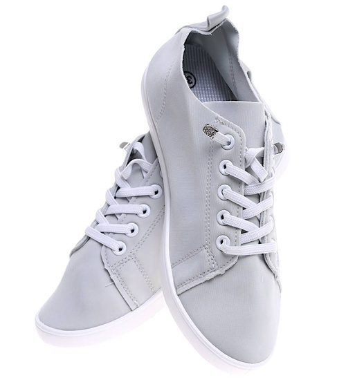 Szare sznurowane trampki damskie /B6-2 16215 T238/