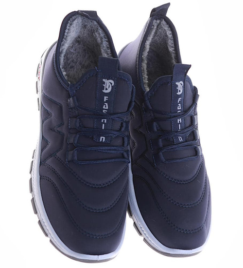 Granatowe ocieplane buty sportowe męskie /F7-3 17098 T386/