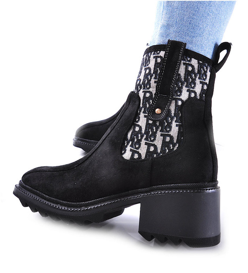 Czarne damskie botki workery /F2-2 18190 T293/