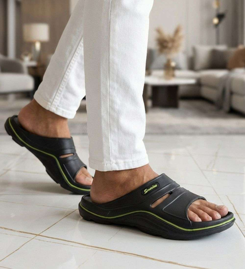 Plażowe klapki męskie czarne wodoodporne /F6-1 18693 T193/