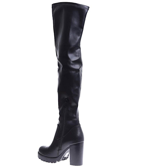 Wysokie czarne kozaki na obcasie i platformie /G4-3 15291 T739/