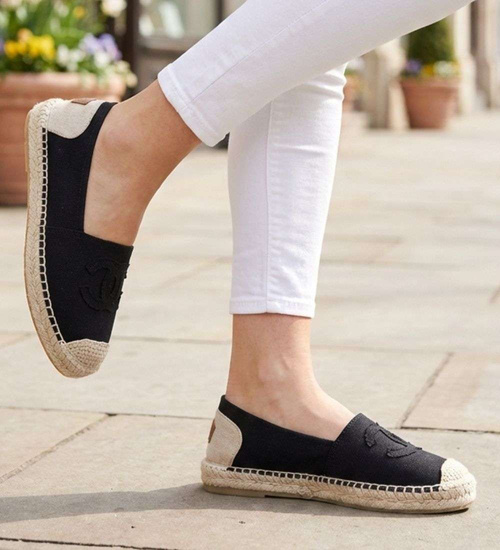 Wsuwane baleriny czarne espadryle /A10-1 18726 T188/