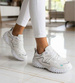 Białe sneakersy damskie sznurowane buty sportowe /D1-3 18710 T152/