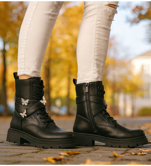 Czarne trapery damskie z ociepleniem /i5-2 18401 G381/