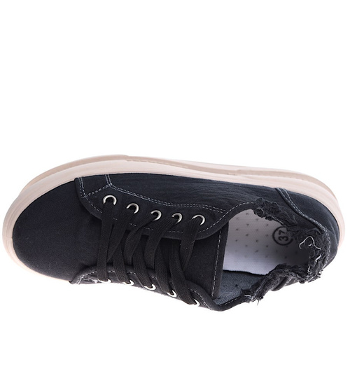 Czarne materiałowe trampki damskie /D2-1 16179 T190/