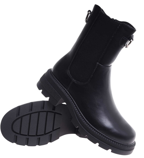 Czarne wysokie botki damskie sztyblety /K3-2 H2 18549 W18-45/