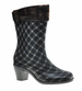 Kalosze w kratkę na obcasie z dopinanym ocieplaczem /C2-1 9571 S290/