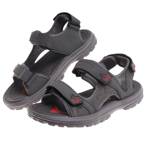 Szare chłopięce sandały na rzepy /B5-1 17942 T259/