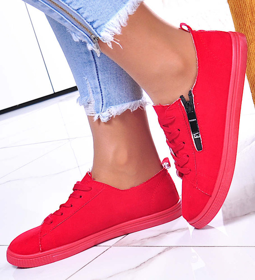 Sznurowane czerwone tenisówki /D9-2 11656 T194/