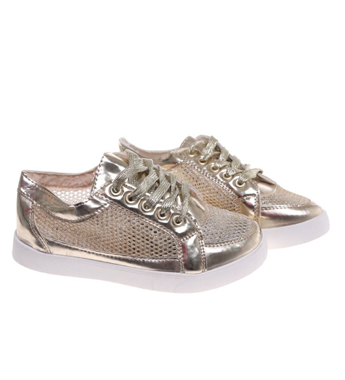 Ażurowe złote trampki damskie ost520