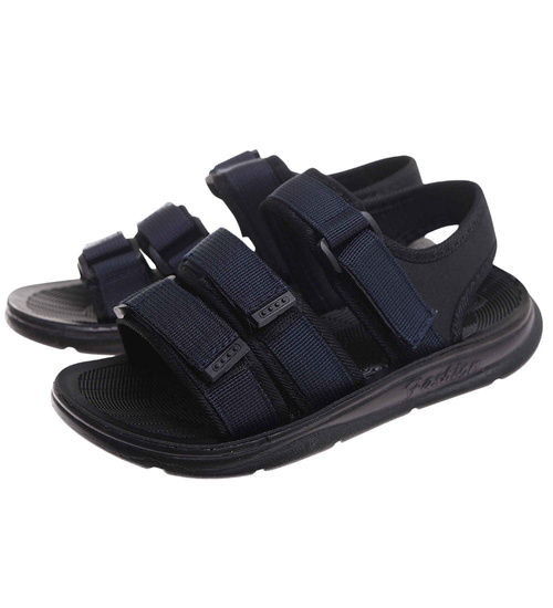 Granatowe chłopięce sandały na rzepy /C6-2 17893 T155/