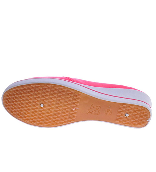 Różowe tenisówki damskie na niskim koturnie /E6-2 8019 S192/