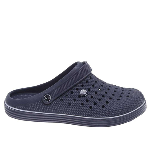 Kryte granatowe klapki męskie z paskiem /H2 18649 T135/