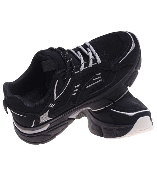 Czarne buty sportowe sneakersy na grubej podeszwie /E7-1 18829 W391/