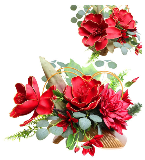 Duży stroik Czerwone kwiaty KOMP131 M700